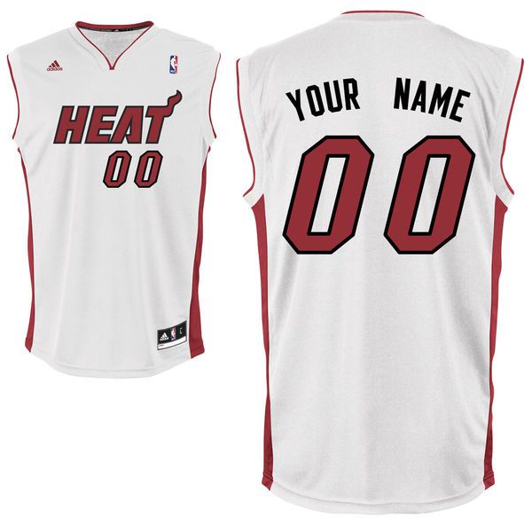 Adidas Miami Heat Youth Custom Replica Home White NBA Jersey->->Custom Jersey